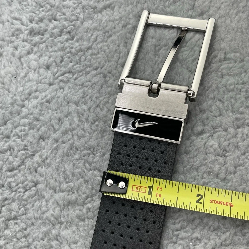 Nike Golf‎ Leather Belt Mens Brown Black 36 Silver Buckle Reversible Sportwear